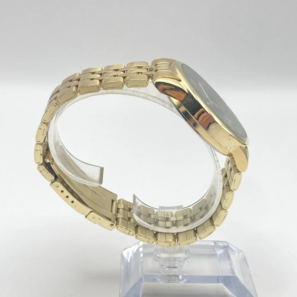 Eclipse Mens Watch 41mm Gold Tone Date Grey Dial 50M WR Classic New Battery 8